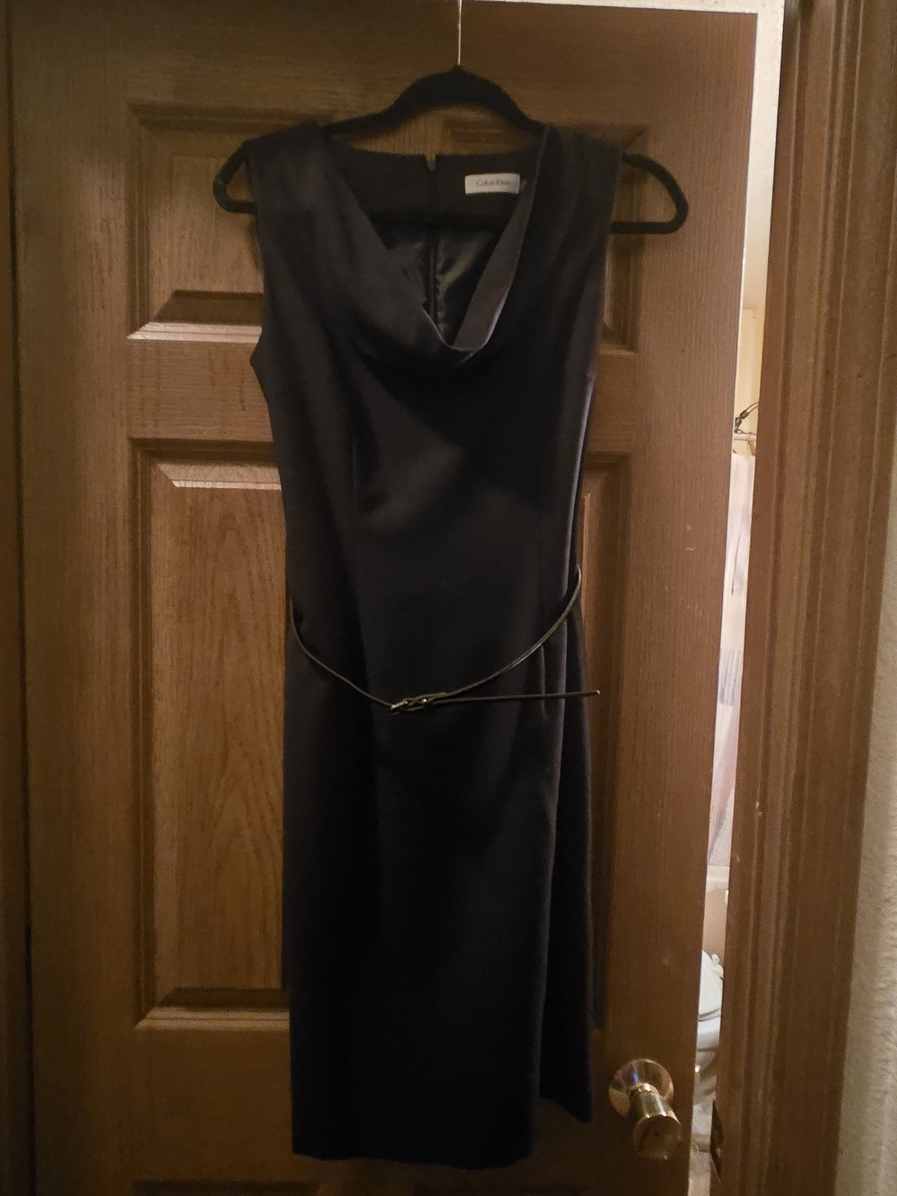 Calvin Klein Classic Black Sleeveless Cowl Neck Sheath Dress